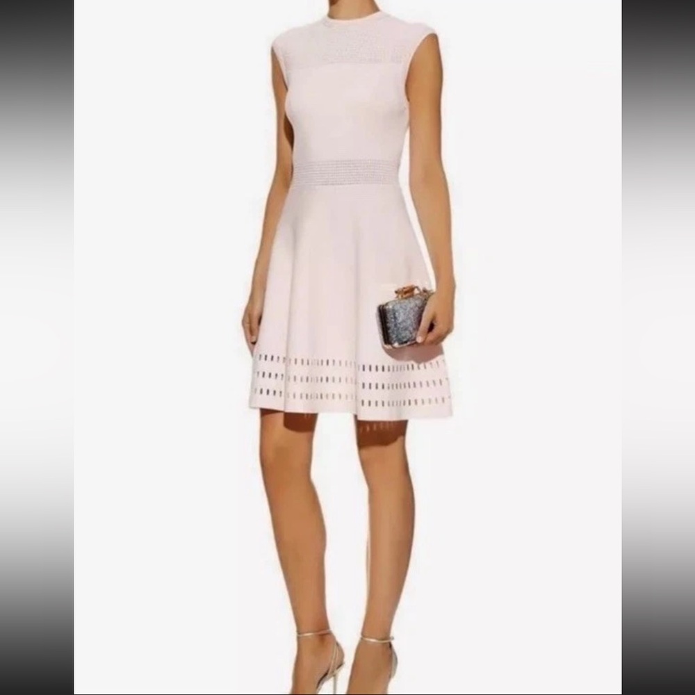 TED BAKER AURBRAY KNITTED SKATER NUDEPINK DRESS size 1